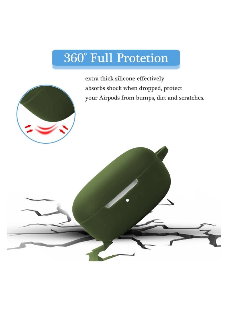 QIRG Silicone Case for Redmi Buds 6 Play with Carabiner&Cleaning tool, Soft and Flexible, Ultra-Thin Shockproof Cover Slim-Fit Anti-Fall Earphone Case-Green - Image 4